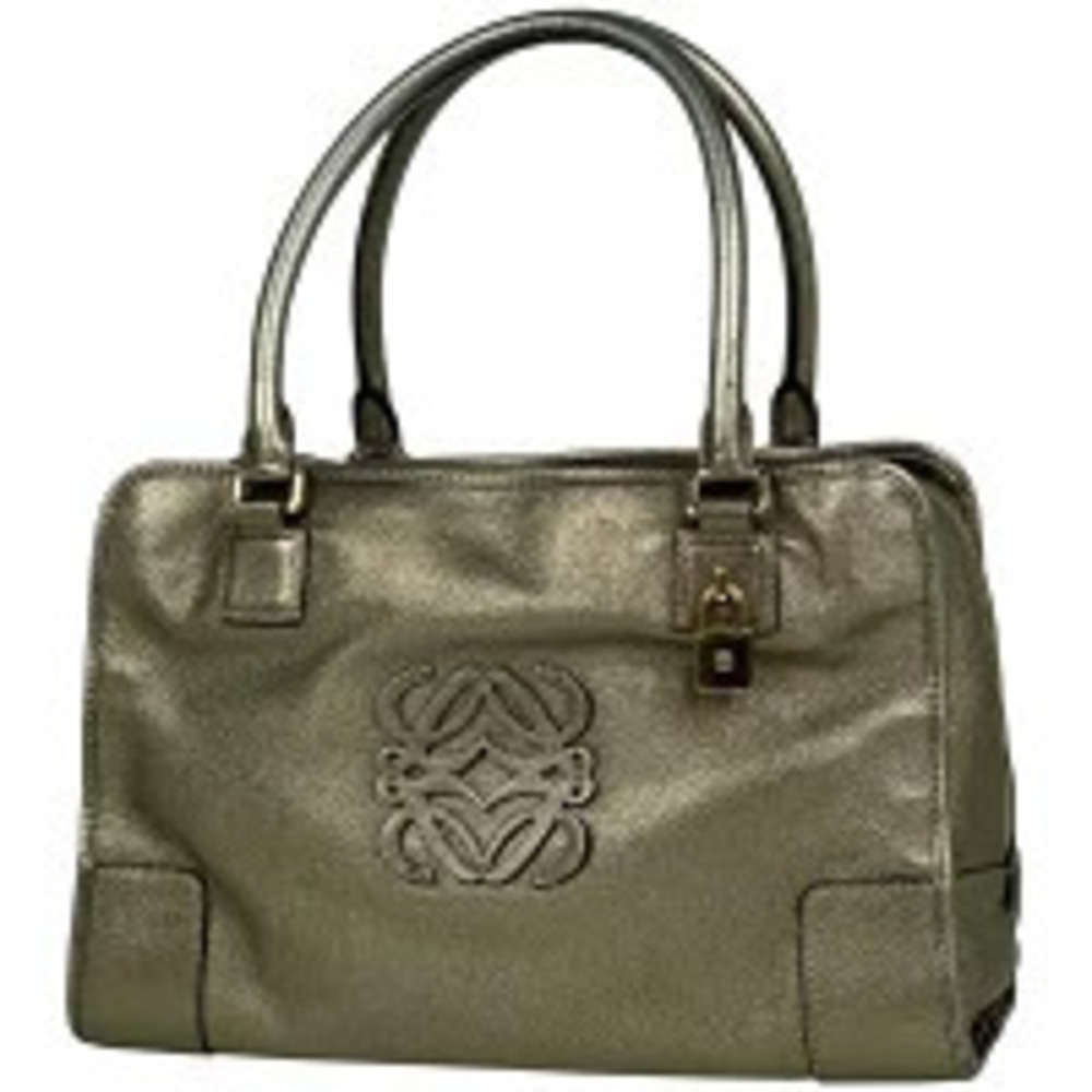 Loewe Amazona Anagram Metallic Leather Handbag Gold